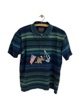 Vintage Stribet Polo m. Motiv - Str. S (oversized)