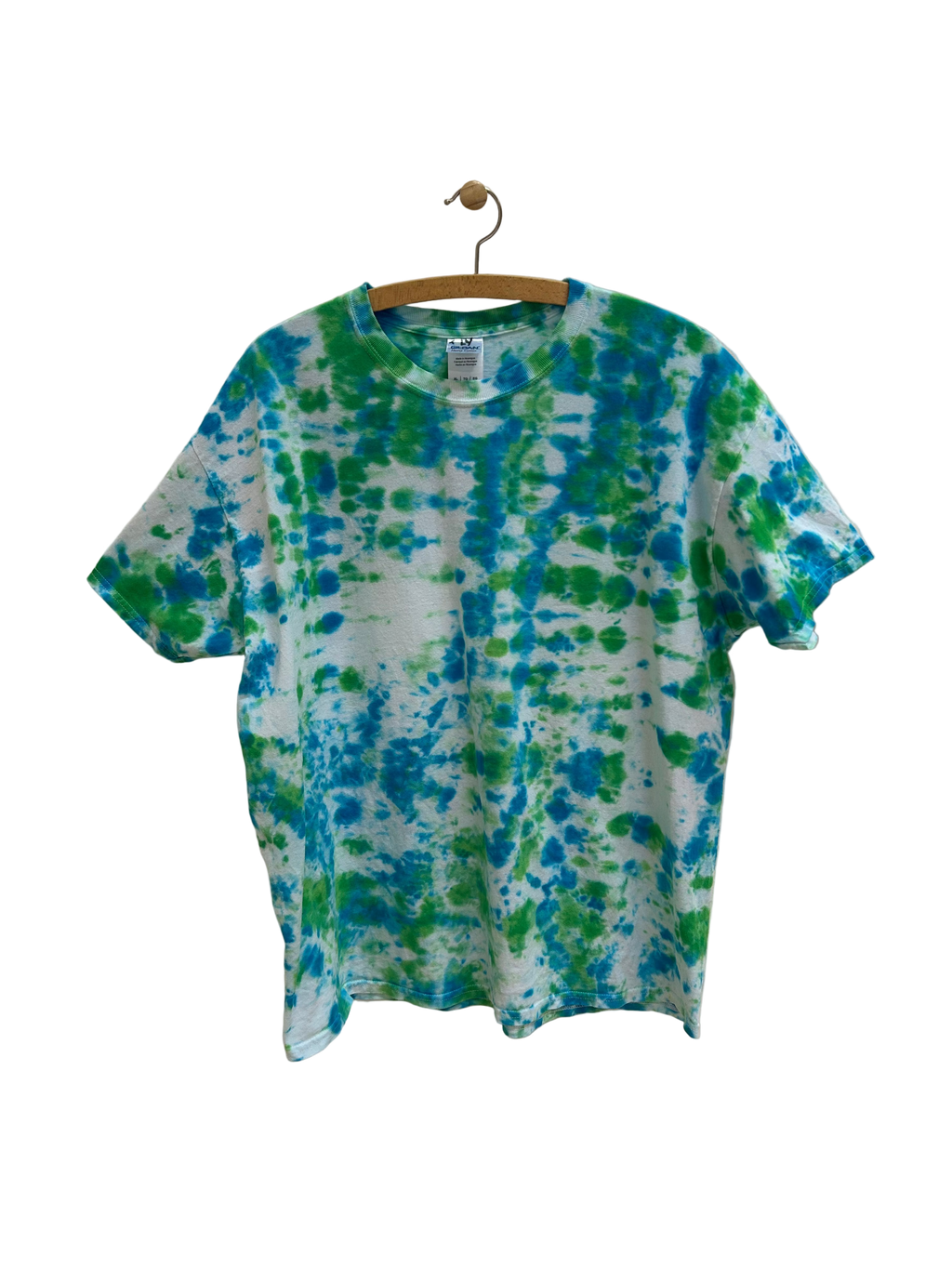 Vintage Tie Dye T-shirt Blå/Grøn/Hvid - Str. XL