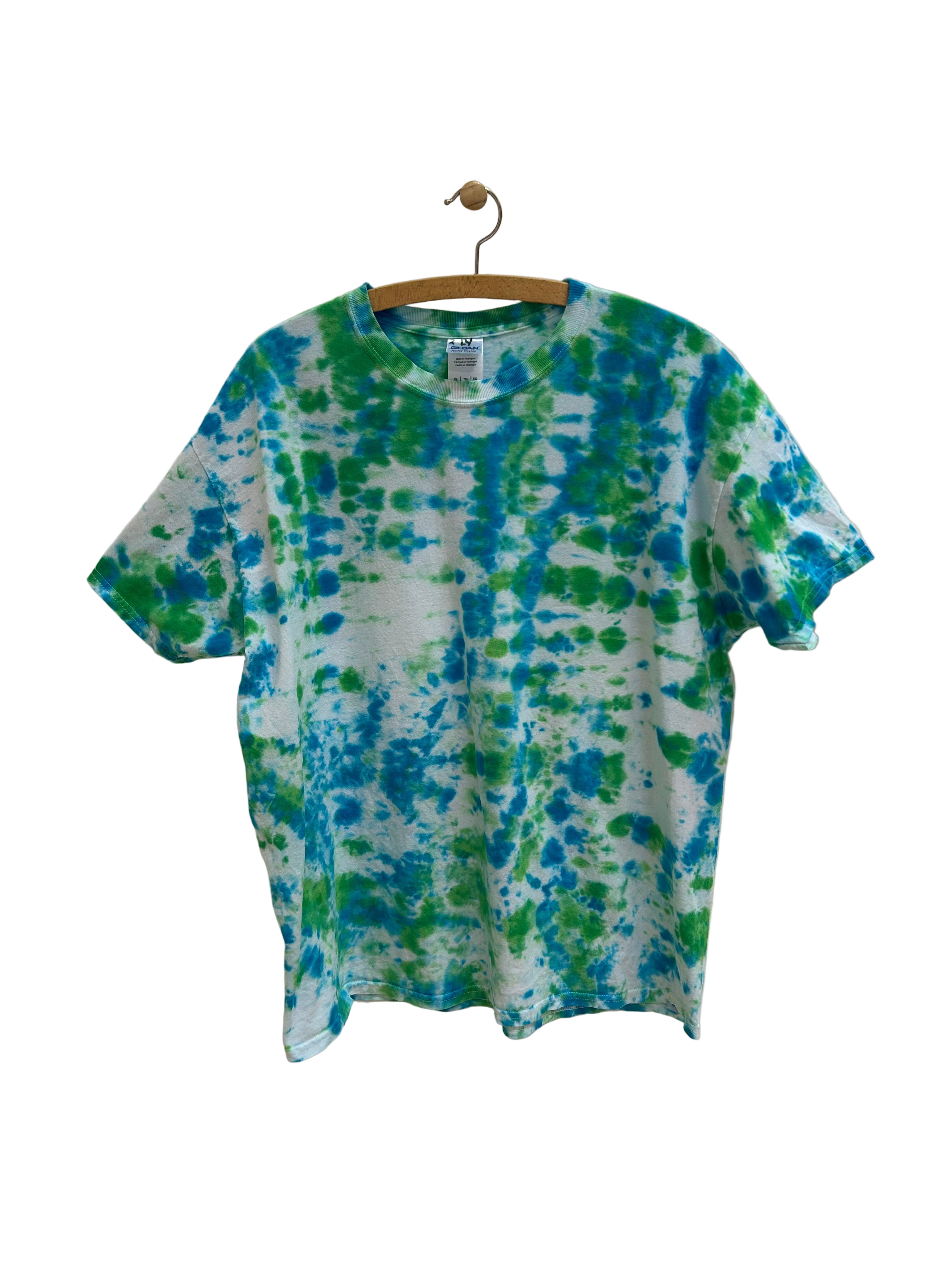 Vintage Tie Dye T-shirt Blå/Grøn/Hvid - Str. XL