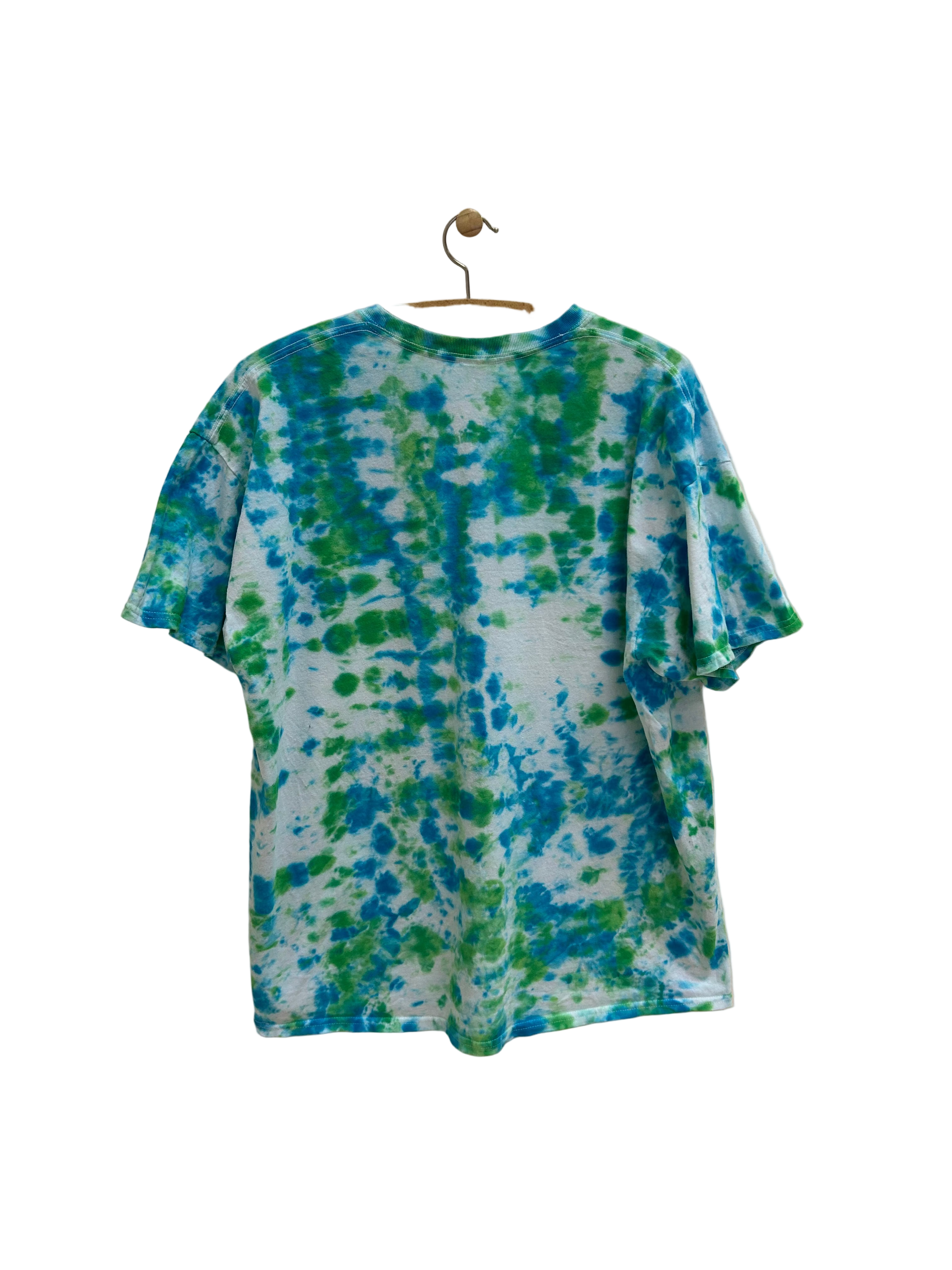 Vintage Tie Dye T-shirt Blå/Grøn/Hvid - Str. XL