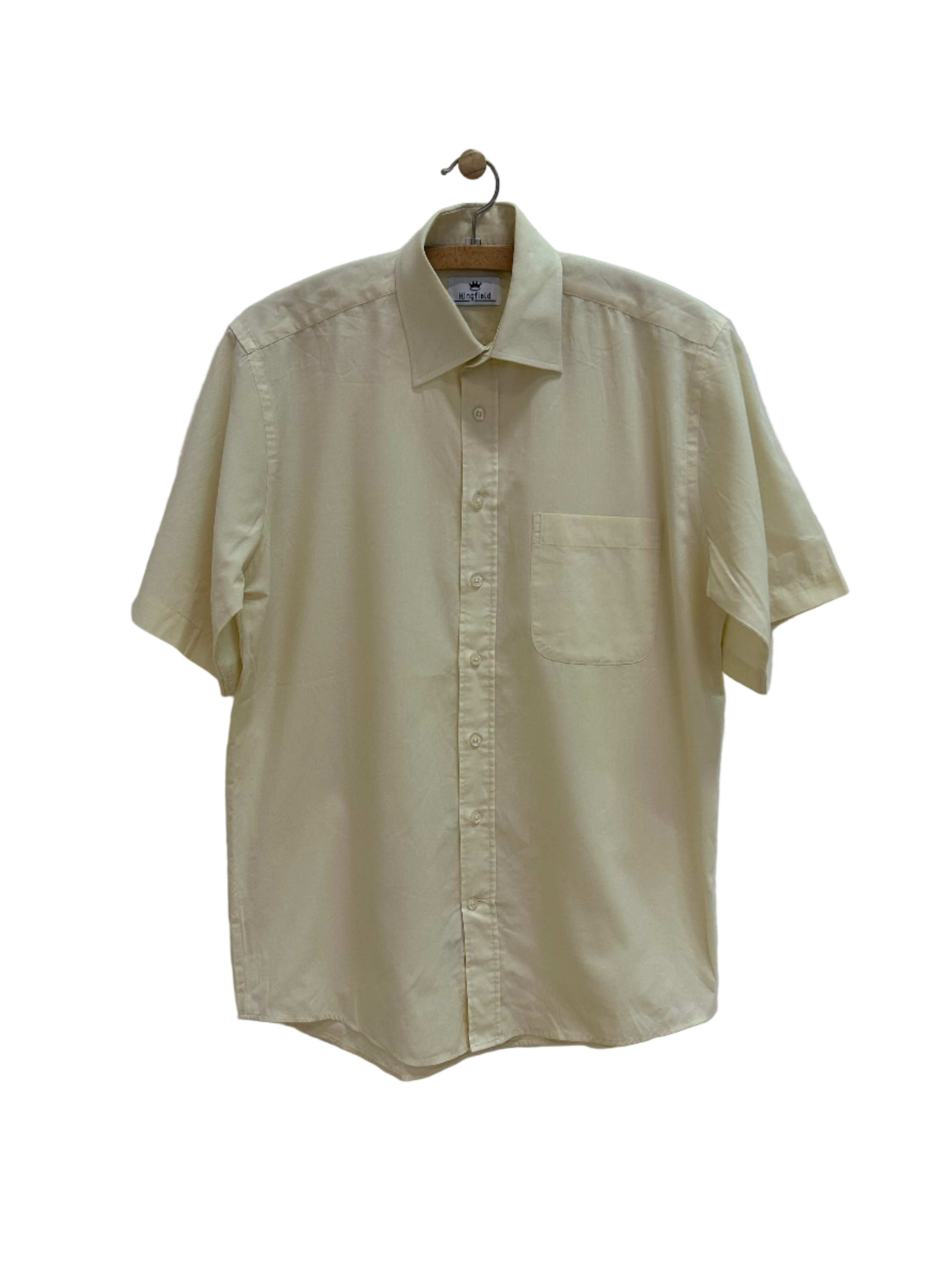 Vintage Skjorte m. Korte Ærmer i Gul - Str. L