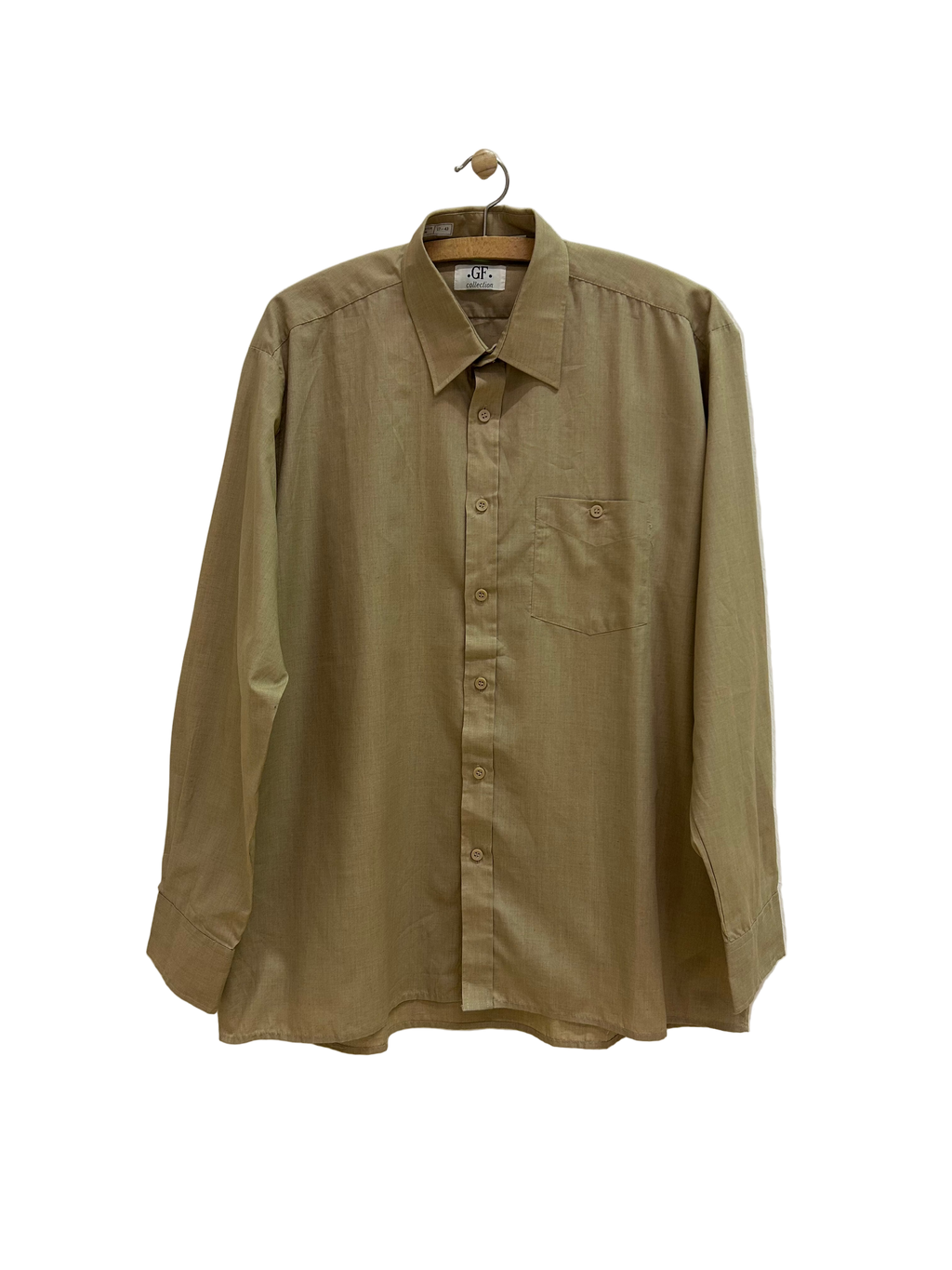 Vintage Langærmet Skjorte i Beige - Str. XXL