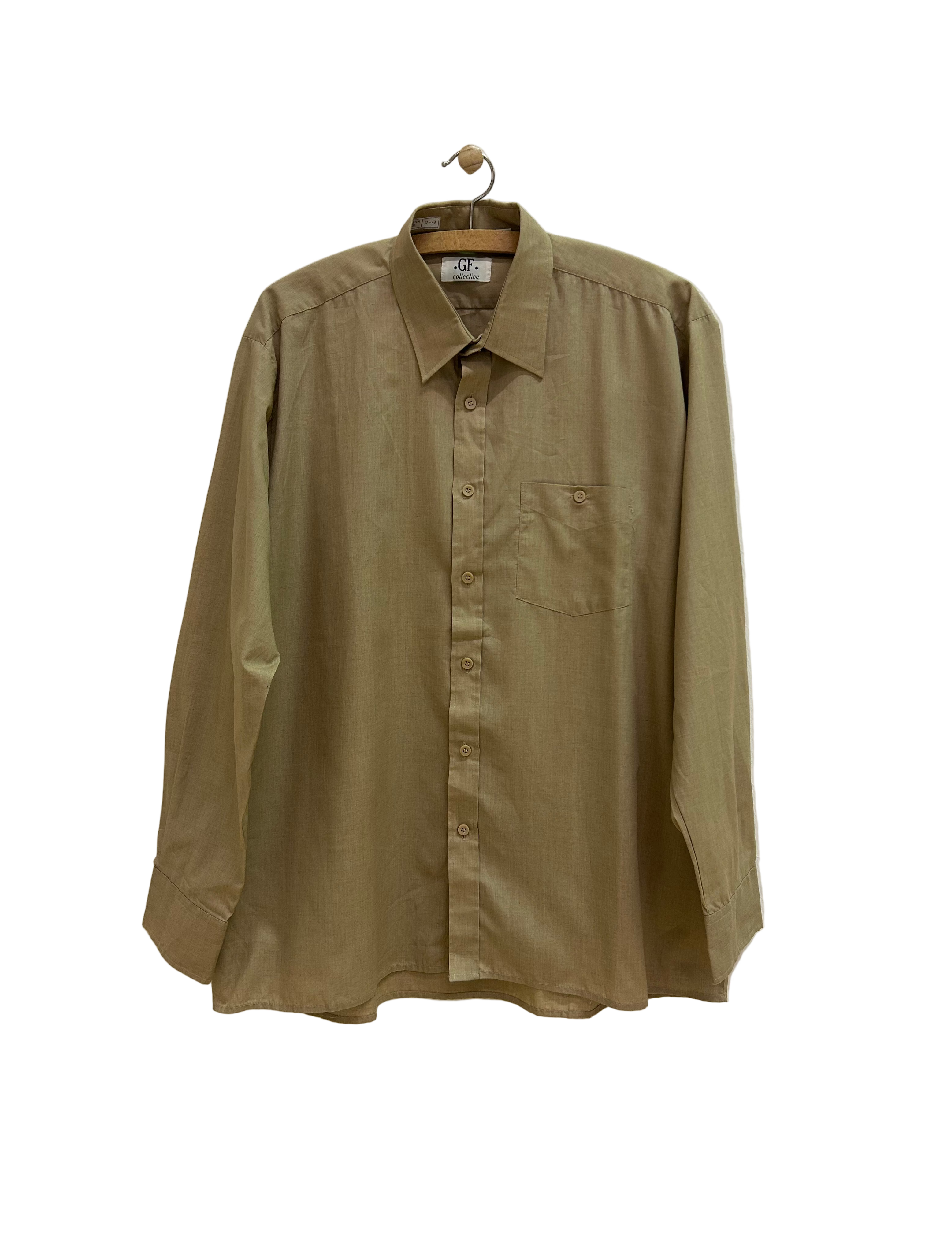 Vintage Langærmet Skjorte i Beige - Str. XXL