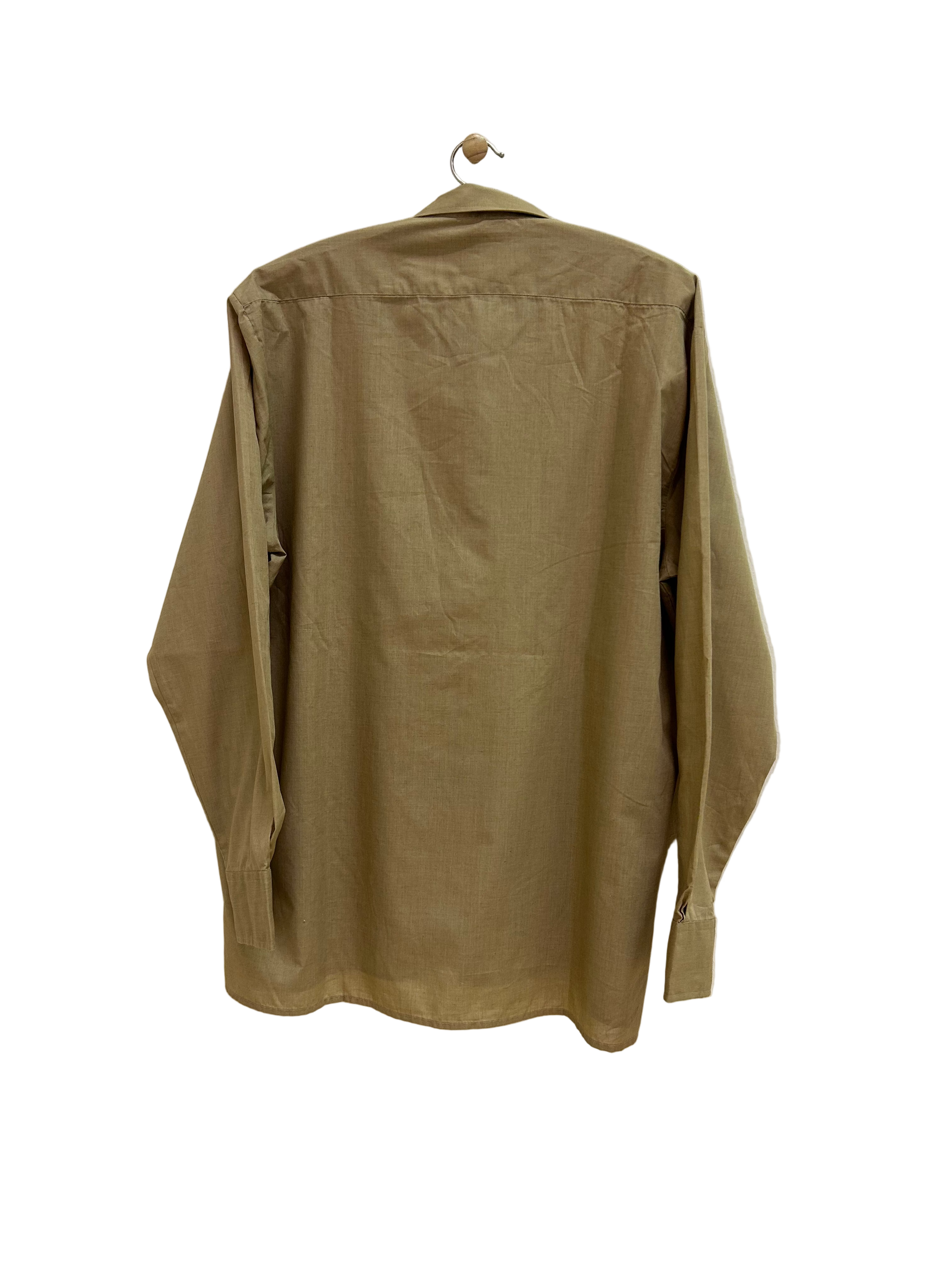 Vintage Langærmet Skjorte i Beige - Str. XXL