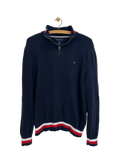 Vintage Tommy Hilfiger Striktrøje med 1/4 Lynlås - Str. L