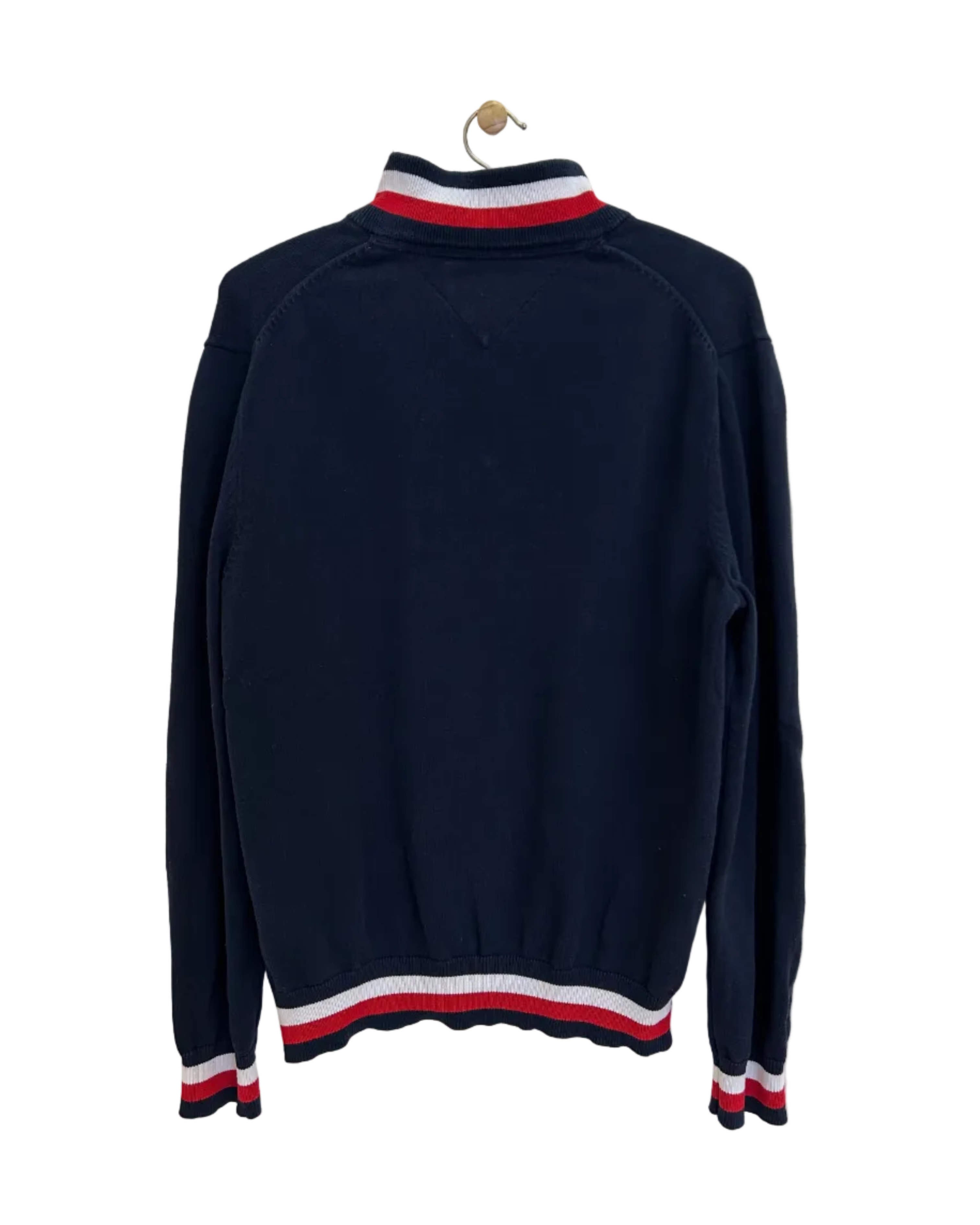 Vintage Tommy Hilfiger Striktrøje med 1/4 Lynlås - Str. L