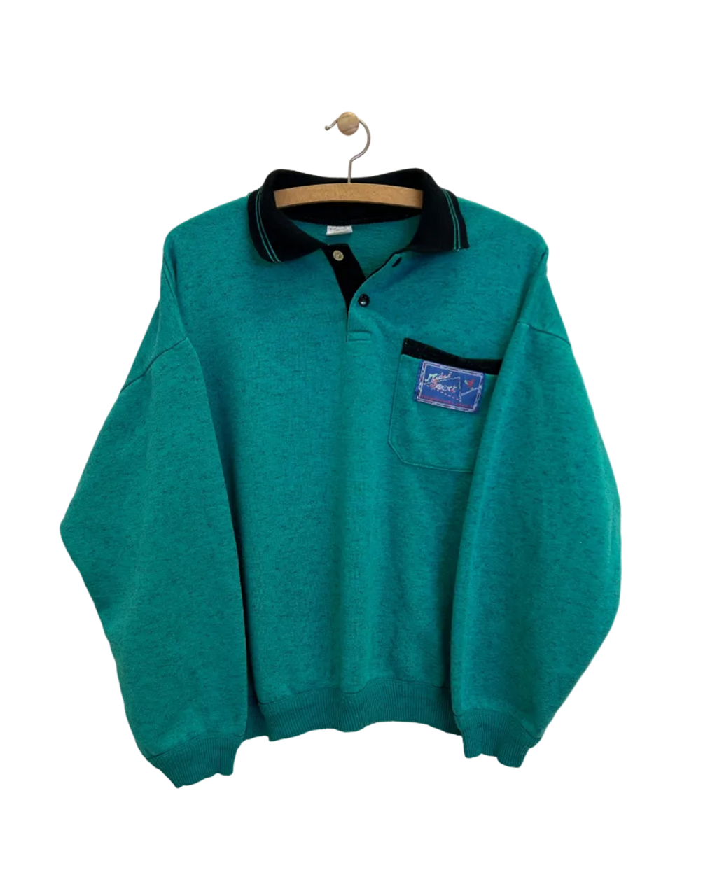 Vintage Sweatshirt m. 1/4 Knaplukning - Str. XS/S