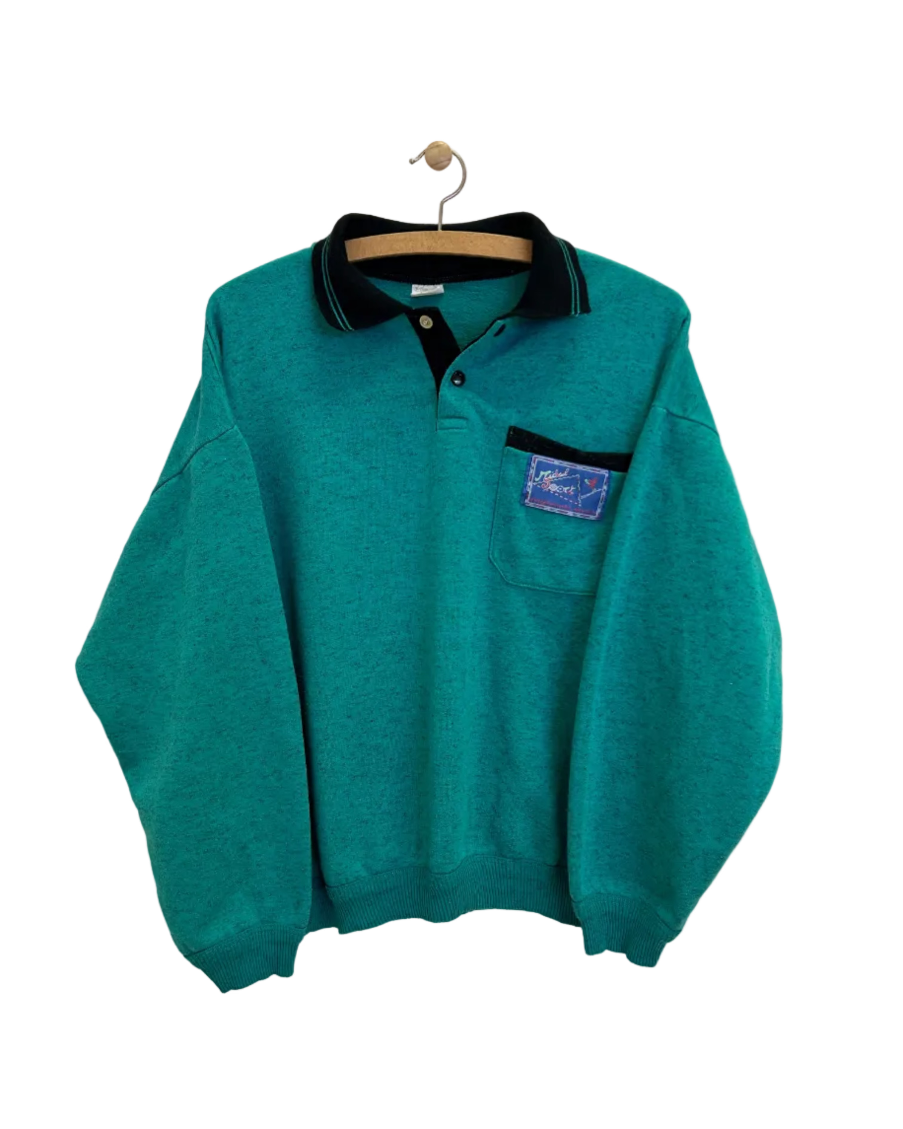 Vintage Sweatshirt m. 1/4 Knaplukning - Str. XS/S
