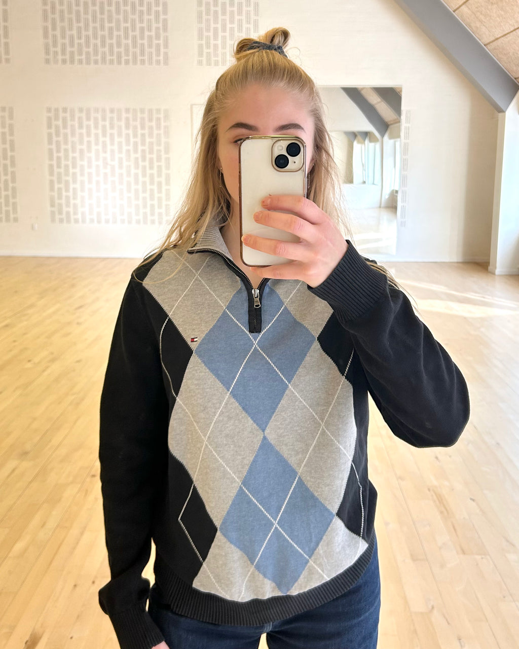 Vintage Tommy Hilfiger Strik med Tern - Str. M